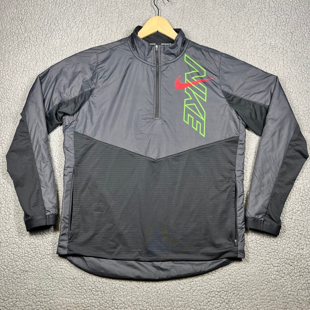 Nike Running Dri-FIT 1/4 Zip Pullover Mens Large Black Grey BV5419-010 Jacket
